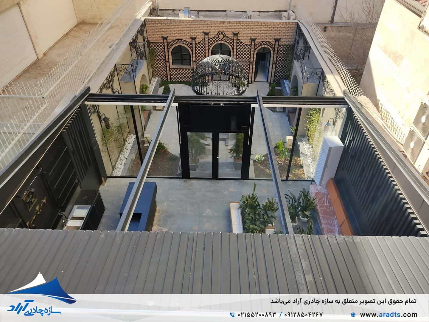 سقف متحرک فود کورت؛ راهکاری مدرن برای فضای پذیرایی و رستوران