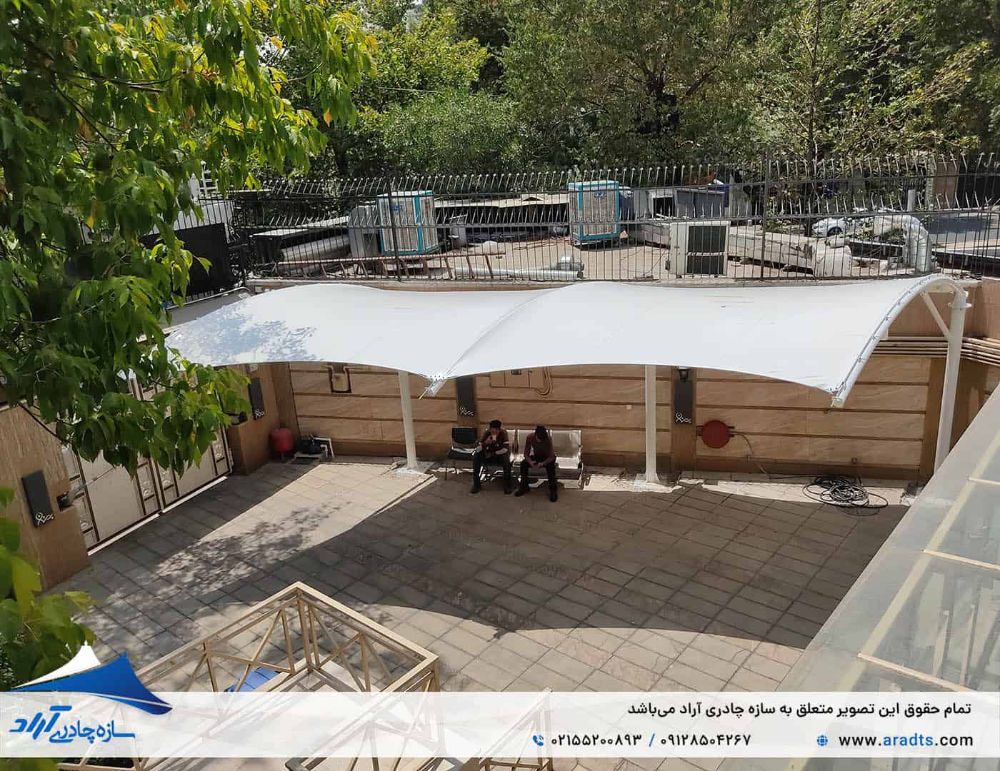 تصویر پروژه: سایبان پارکینگ خودرو مدل بدون ستون مزاحم قیطریه