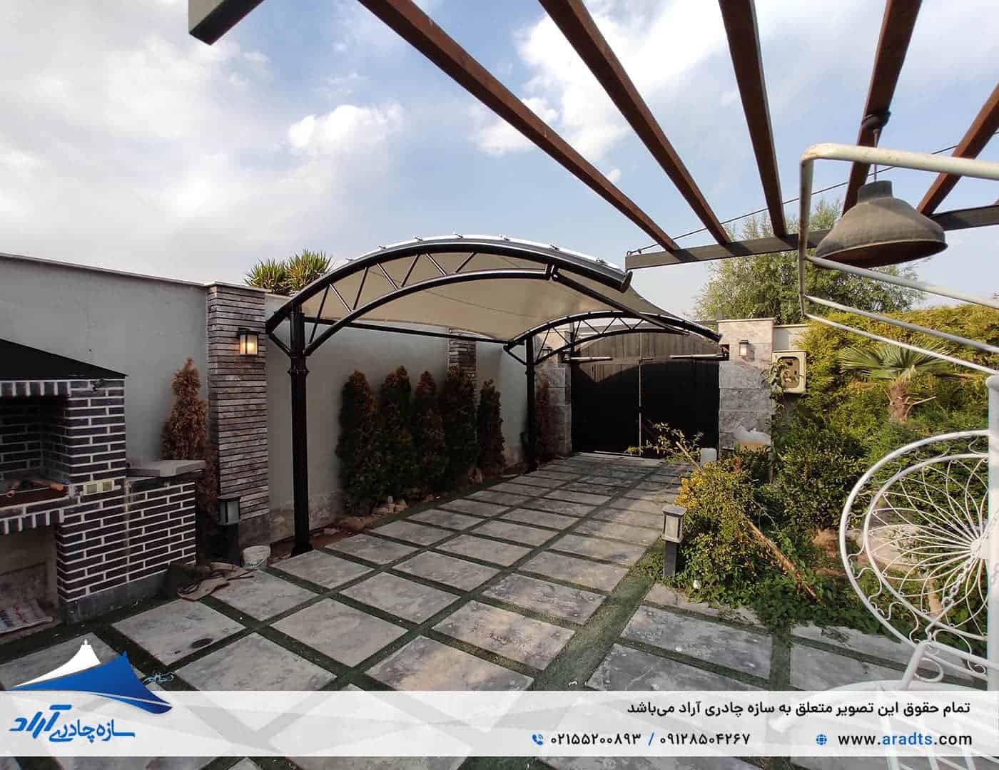 سایبان پارکینگ چادری خودرو مدل خرپایی در ملارد